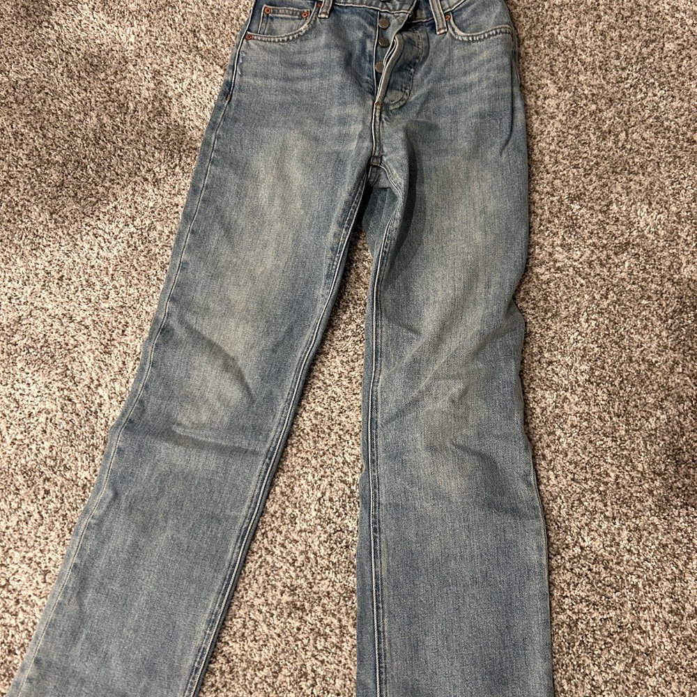 Denim Forum Light Blue Straight Leg Jeans